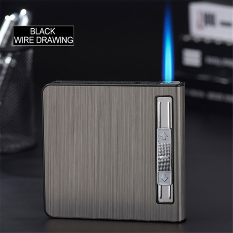 Metal Cigarette Case With Gas Lighter Hold 20 Cigarettes Automatic Pop Up Anti Pressure Cigarette Case Tobacco Holder Mens Gift