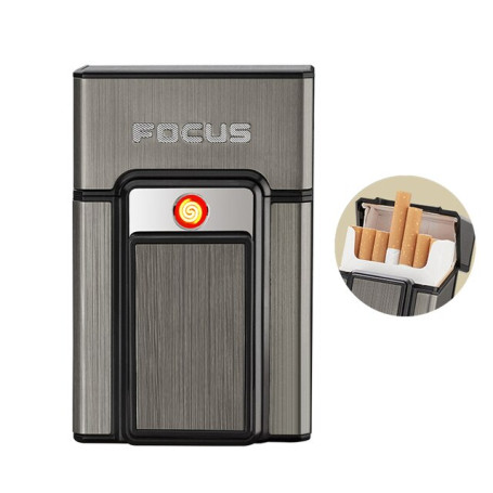 Creative Cigarette Case USB Rechargeable Lighter Metal Windproof Cigarette Lighter 20 Cigarette Case Storage Container Portable