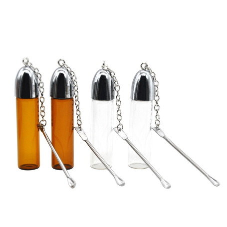 4pcs Glass Snorter Bottle Pill Box with Metal Snuff Spoon Bullet Sniffer Outdoor Travel Camping Medicine Container Storage
