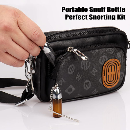 4pcs Glass Snorter Bottle Pill Box with Metal Snuff Spoon Bullet Sniffer Outdoor Travel Camping Medicine Container Storage