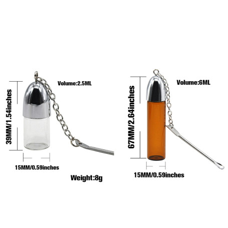 4pcs Glass Snorter Bottle Pill Box with Metal Snuff Spoon Bullet Sniffer Outdoor Travel Camping Medicine Container Storage