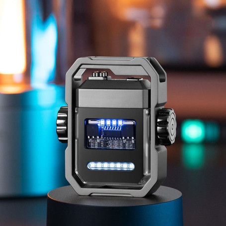 Creative Gyro Electronic Pulse Lighter USB Windproof Double Arc Lighter Type-c Charging Battery Display High end Gift