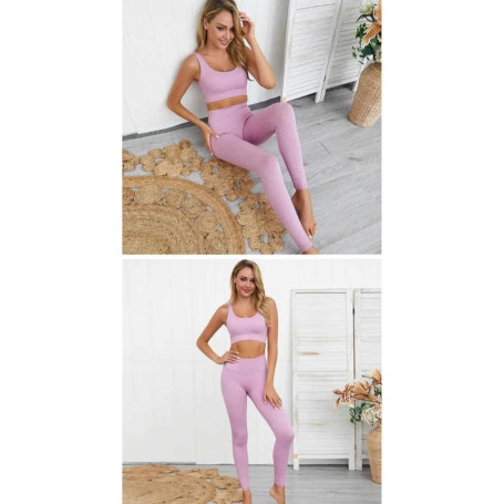 2 Pieces Seamless Fitness Women Suit Gym Push Up Clothes Workout Sport Set Padded Sports Bra High Waist Legging Sportswear
