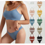 Sexy Women Wireless Lingerie Set Seamless Tops Set Low-waist Panties Wire Free Bra Bralette Lingerie Solid Cotton Underwear