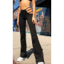 Women Fashion Trousers Solid Elasticity Leggings Bell-bottoms Pants High Waisted Cargo Pants Women