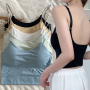 Women Ice Silk Crop Top Seamless Tube Top Bra Underwear Fashion Solid Padded Bralette Camisole Off Shoulder Sleeveless