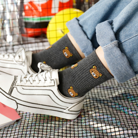 New Cartoon Women's Breathable Cotton Socks Cute Bear Lovely Animal Pattern Girl Sock Combed of Pure Cotton Socks