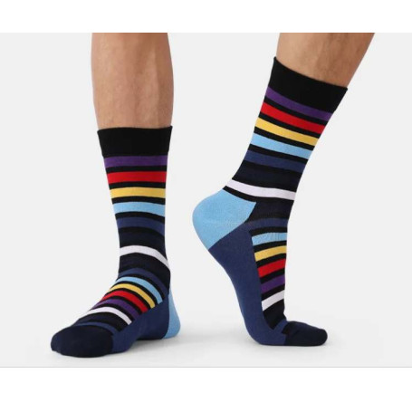 Casual Fashion Cotton Funny Long Men Socks Contrast Color Rainbow Larger Size Stripe Socks