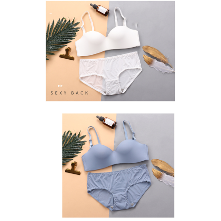 Underwear Set Women's Anti-skid Thin Seamless Smooth Bra Gathers Without Steel Ring
