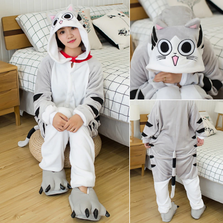 Women Flannel Pajamas Animal Cosplay One Piece Sleepwear Jumpsuits