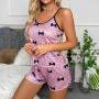 Sexy Women Satin Sleepwear Lingerie 2 Piece Silk Top And Shorts Sleep Camisole Nightwear Floral Pajama Set