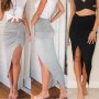 New Sexy Irregular Skirts Women Charm Split Long Skirt Slim Bodycon