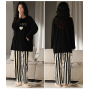 Knitted Pajama Sets Women Longer Tops Sleepwear Loungewear