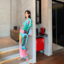 Satin Women's Print Pajamas Suit Silk Sleepwear