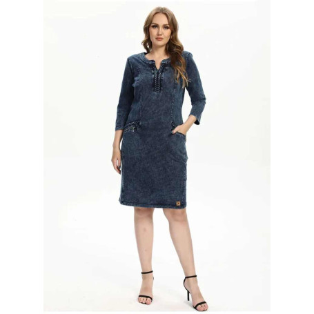 Women's Denim Dress Fall Cotton Stretch Knit Slim Fit Casual Fashion Dress