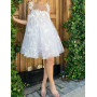 White 3D Butterflies Tulle Mini Prom Dresses harming Lace Appliques A Line Gown
