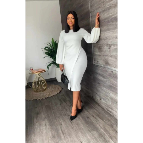 Elegant Slim Fashion Lantern Sleeve Slim Dress Women