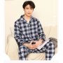 Newest 100% Cotton Lovers Pajamas Sets Men Women Long Sleeve Casual Soft Sleepwear Plaid Design Loungewear