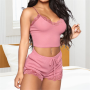 Women Lace Pajama Sets Soft Comfortable Sleeveless Night Wear Sexy V-Neck Satin Nightdress