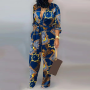 Casual Ladies Elegant Button Front Belted Jumpsuit Women's Letter Print Long Sleeve V-Neck Jumpsuit