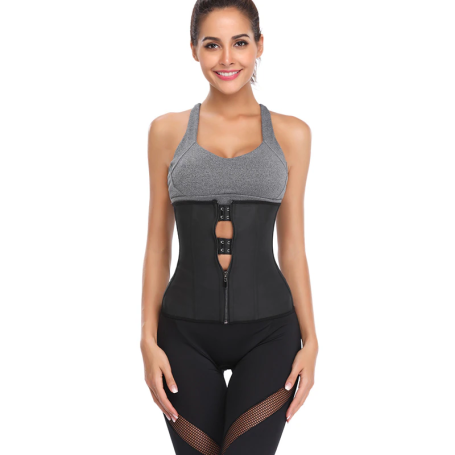Women Latex Waist Trainer Body Shaper Corsets with Zipper Cincher Corset Top Slimming Belt Black Shapers Shapewear Plus Size