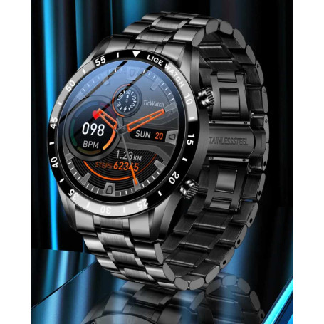 Full circle touch screen steel Band luxury Bluetooth call Men smart watch Waterproof Sport Activity fitness watch+box