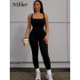 Nibber Solid Concise Basic Payment Jumpsuit Women Body-shaping Simple Casual Square Collar Sleeveless Romper Female Overalls