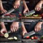 Chef knife 1-10 Pcs Set Kitchen Knives Laser Damascus Pattern Sharp Japanese Santoku Knife Cleaver Slicing Utility Knife