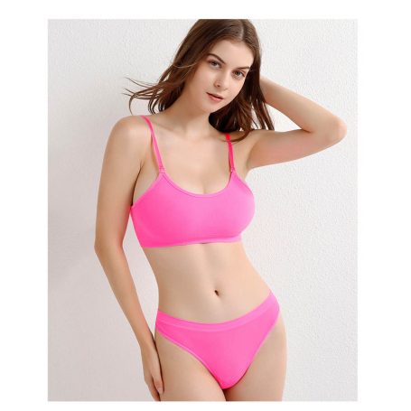Women Seamless Bra Set Sexy Thong Low Waist Panties Wire Free Bra Bralette Lingerie