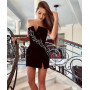 Black Sexy Velvet Short Dresses Crystallin Pearls Women Mini Evening Gowns Cocktail Dress
