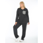 Plus Size Two Pieces Sets Women Outfits Track Suit  Black Striped with Pocket Two Ply Fleece
