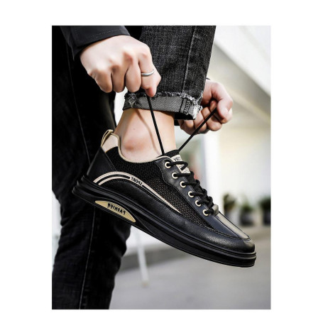 Men's Casual Leather Sneakers Waterproof Vulcanized Comfortable Casual Shoes Plus Size 39-44