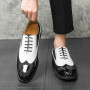 New Black Men Brogue Shoes Round Toe Lace-up Brown Mixed Colors Business Formal Shoes