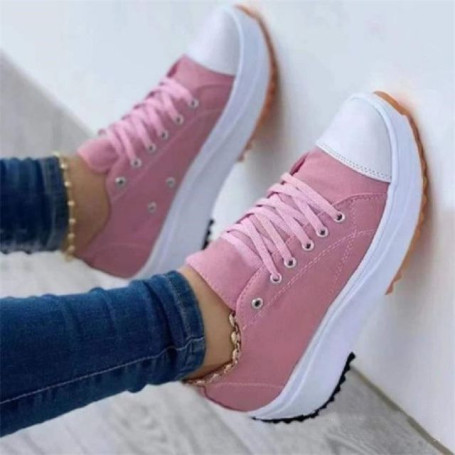 Women Pattern Canvas Sneakers Casual Shoes Sneakers Shoes Flat Lace-Up