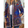 Women Print Cardigan Long Sleeve Pocket Loose Casual Jacket Coat Outerwear