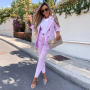 Elegant Women Pants Suit and Long Sleeve Blazer Matching Set Office Lady Streetwear Chic Outfits