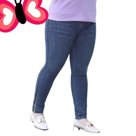 Women's Stretch Denim Jeans Mid Rise Slim Skinny Leg With Pockets Pull On