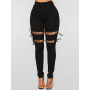 Plus Size Woman Clothes High Stretchy Trendy Bandage Design Black Skinny Jeans