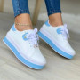 Women's Vulcanized Shoes Outdoor Platform Casual PU Fashion Lace-Up Sneakers Wedge Flats