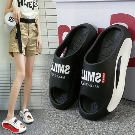 Women's Men Thick Sole Platform Slippers EVA Simple and Versatile Casual Beach Shoes