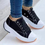 Fashion Women Shoes Platform Casual Sneakers Lace Up Plus Size Walking Shoes