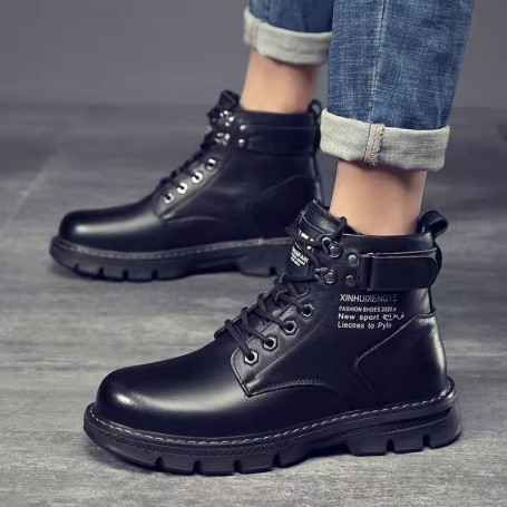 Men's High-top Fashion Ankle Boots Waterproof Leather Shoes