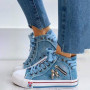 Casual Shoes Trainers Walking Skateboard Lace-up Women Retro Fashion Sneakers Denim High Gang Canvas Shoes