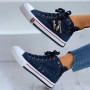 Casual Shoes Trainers Walking Skateboard Lace-up Women Retro Fashion Sneakers Denim High Gang Canvas Shoes