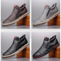 Breathable Side Zipper Boots Men's Hight-Top Casual Shoes England Style All-match Slip-on Shoes
