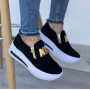 Women Casual Sneakers M Printed Side Zipper Platform Plus Size Vulcanized Shoes