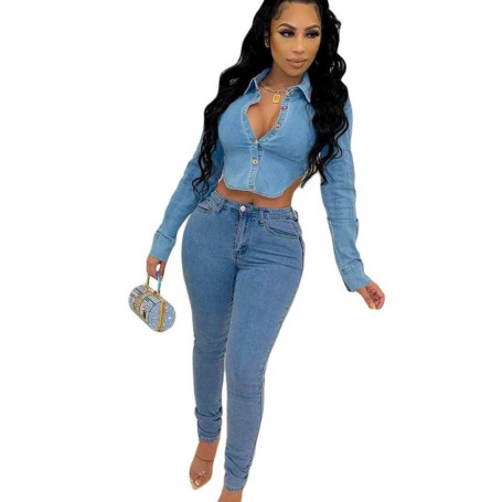 Women Lace Up Pocket Sexy High Waist Skinny Pencil Denim Pants Streetwear