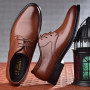 Large Size Formal Shoes for Men Pointed Solid Color Lace-up Casual Business Moccasins Classic Oxfords