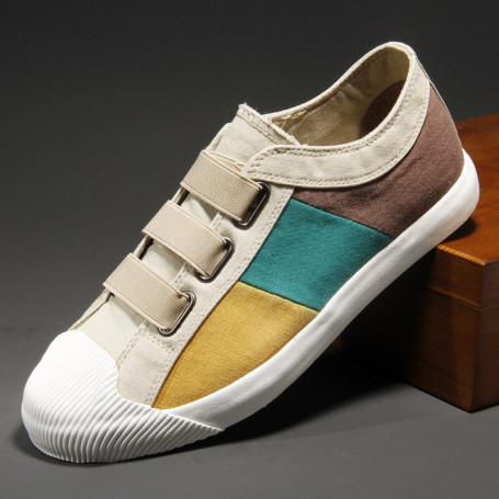 New Men's Canvas Shoes Are Versatile Trendy Color Matching Breathable Lightweight Low-top Casual Shoes