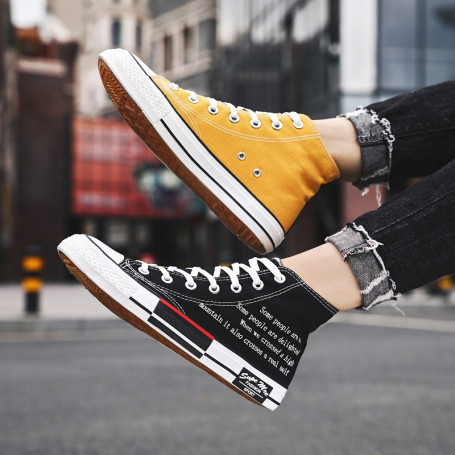 Men Vulcanize Canvas Shoes Women High Top Sneakers Casual Breathable Platform Shoes